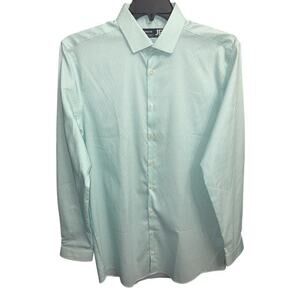 J. Ferrar Shirt Big Tall LXT 16-16.5 36/37 Turquoise Green Woven Textured Fabric